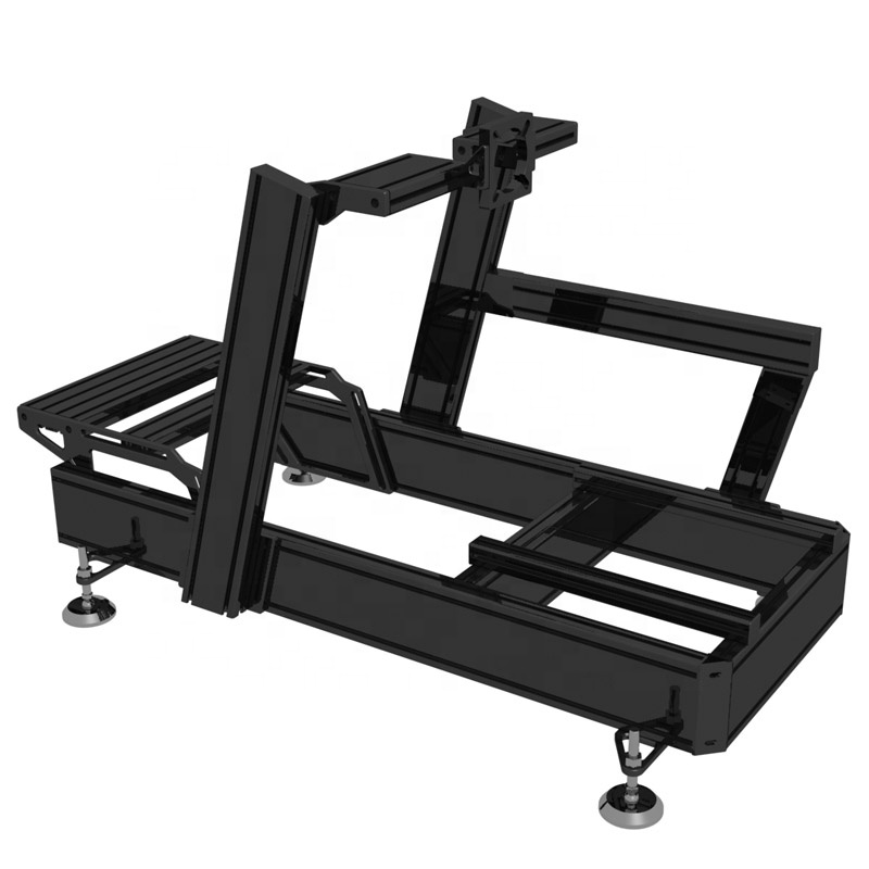 9D Vr Simulator - ชุดจำลองการแข่งรถแบบค็อกพิทสำหรับเกมรถสปอร์ต อลูมิเนียมสีดำ 40120 รุ่น P1X พร้อมขาตั้งจอภาพ